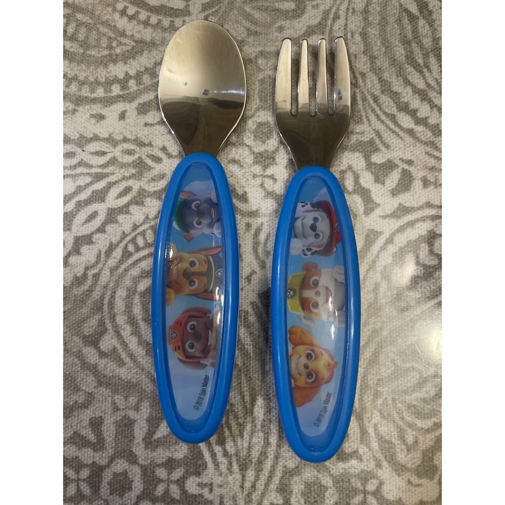 Paw Patrol Playtex Toddler Utensils Fork Spoon Set 2018 Spin Master Blue